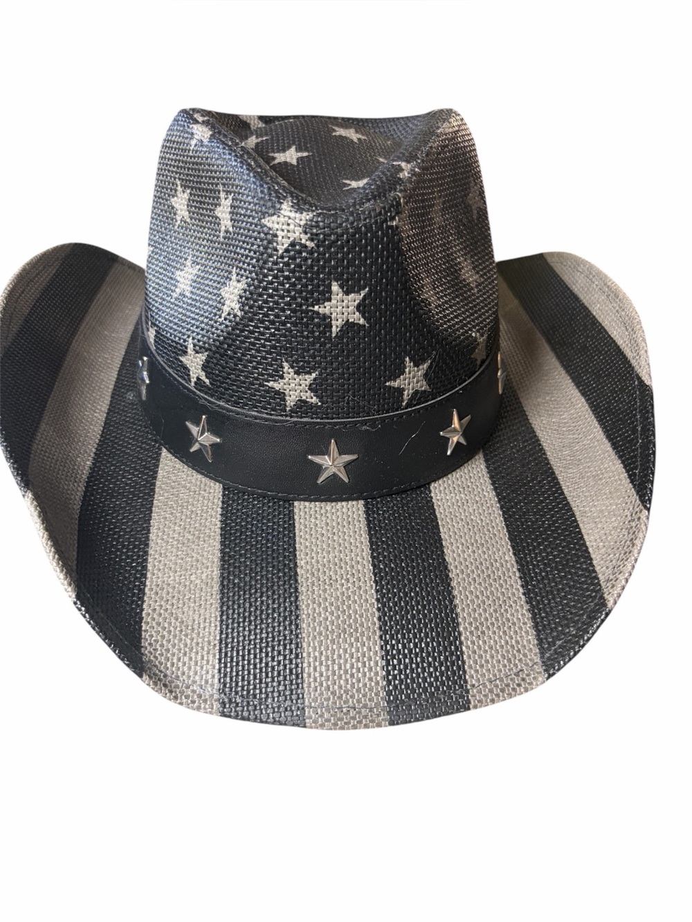 Western hat cowboy cowgirl US flag stars stripes black gray NWT